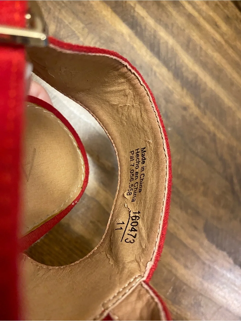 American Eagle - Red Suede Ankle-Strap Wedge Shoes - women’s size: 8 - Picture 7 of 16